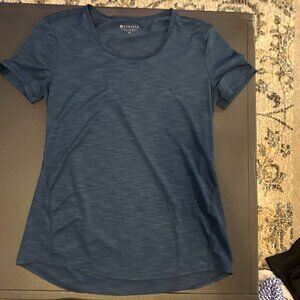 Athleta Training Tee Shadow Stripe Black & Navy Blue Shirt, Size XSmall
